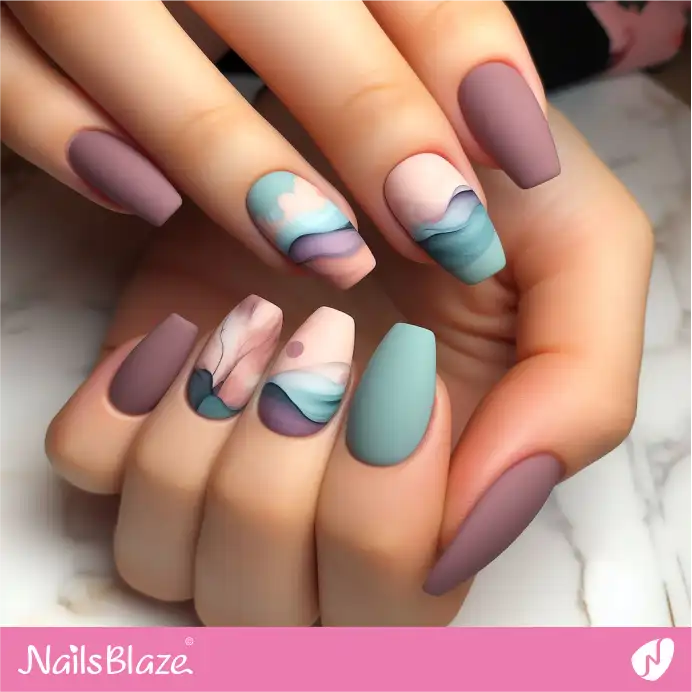 Abstract Matte Nails Watercolor Design | Paint Nail Art - NB2249